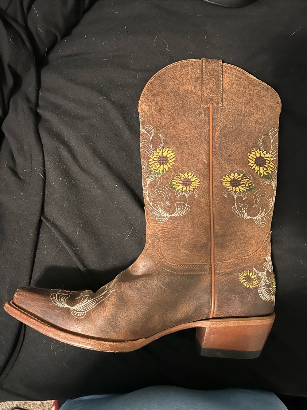 Shyanne Brown Western Cowboy Boots with Yellow Floral Embroidery